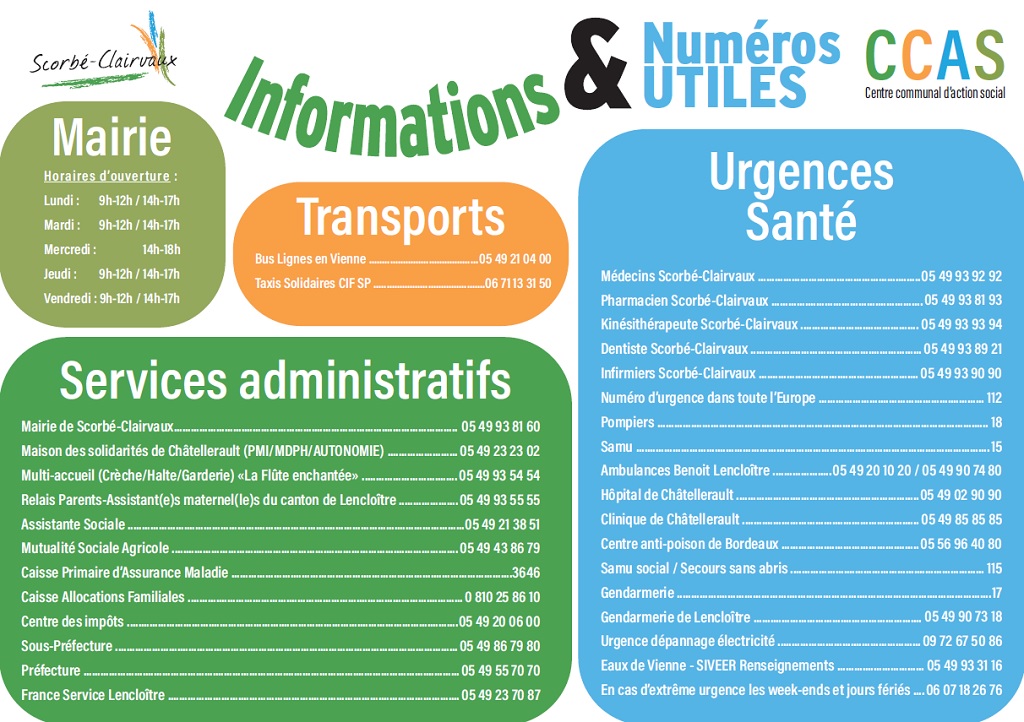 numéros utiles Scorbé Clairvaux